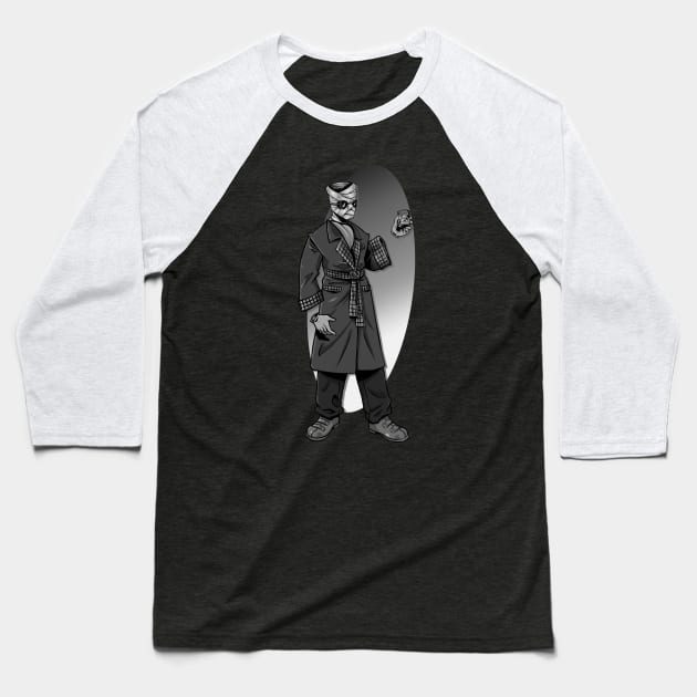 Invisible Man Black and White Baseball T-Shirt by LKSComic